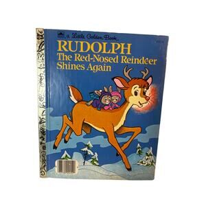 A Little Golden Book-Rudolph the Red Nosed Reindeer Shines Again 1982 Vintage
